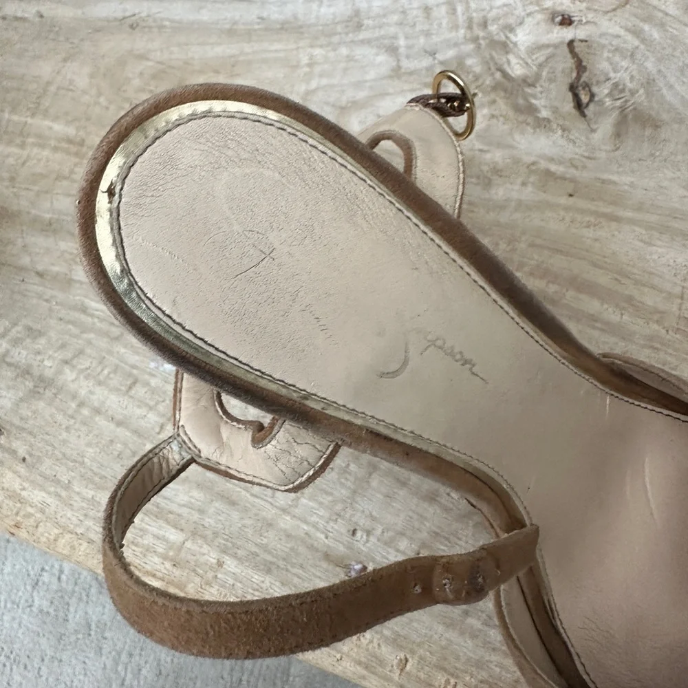 Jessica Simpson tan ankle strap wedge heel summer formal event party size 9 - Picture 6 of 11